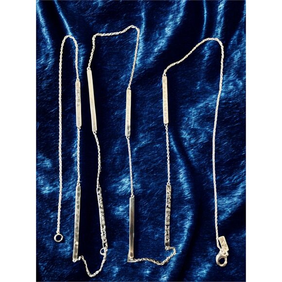 Vintage Silpada "Fine Lines" Necklace.925 Engraved and Hammered Silver N3020 - Picture 2 of 9